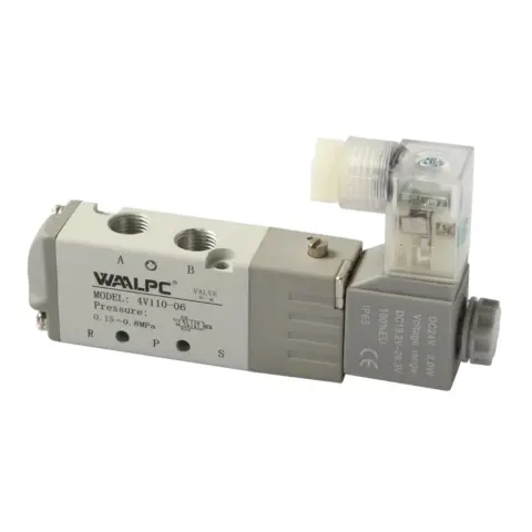 Пневмораспределители WAALPC 4V — 5/2 электромагнитные, корпус 100/200/300/400, моно/би, M5-G1/2″