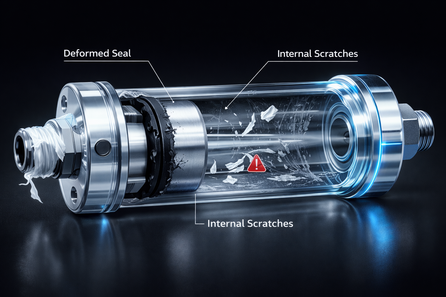 Ошибки монтажа пневматического оборудования — царапины внутри цилиндра
