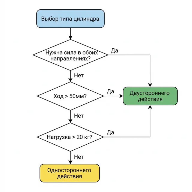 Блок-схема выбора типа пневмоцилиндра