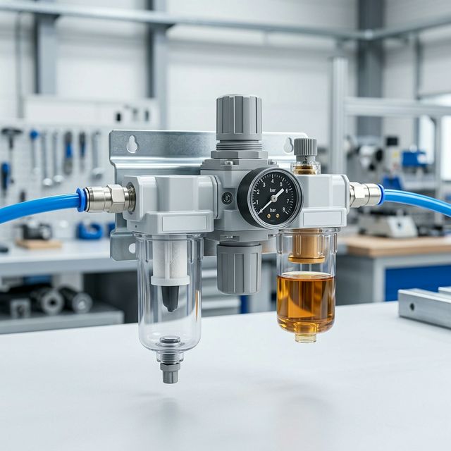 Блок подготовки воздуха ФРЛ: фильтр-влагоотделитель, регулятор давления и лубрикатор