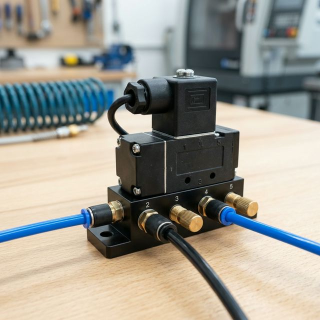 Пневмораспределитель 5/2 с электромагнитной катушкой и пятью портами