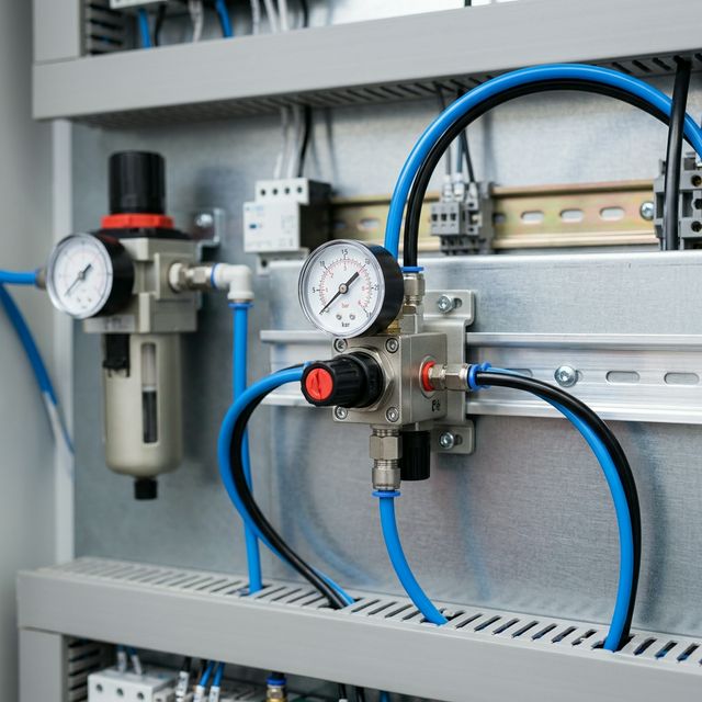 Клапан плавного пуска soft-start смонтирован на DIN-рейке рядом с блоком ФРЛ