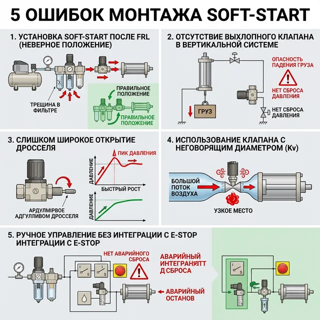 5 ошибок монтажа клапана плавного пуска soft-start