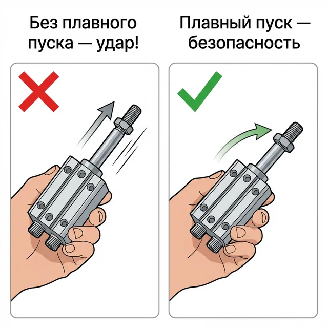 Без плавного пуска — удар, с клапаном — безопасность