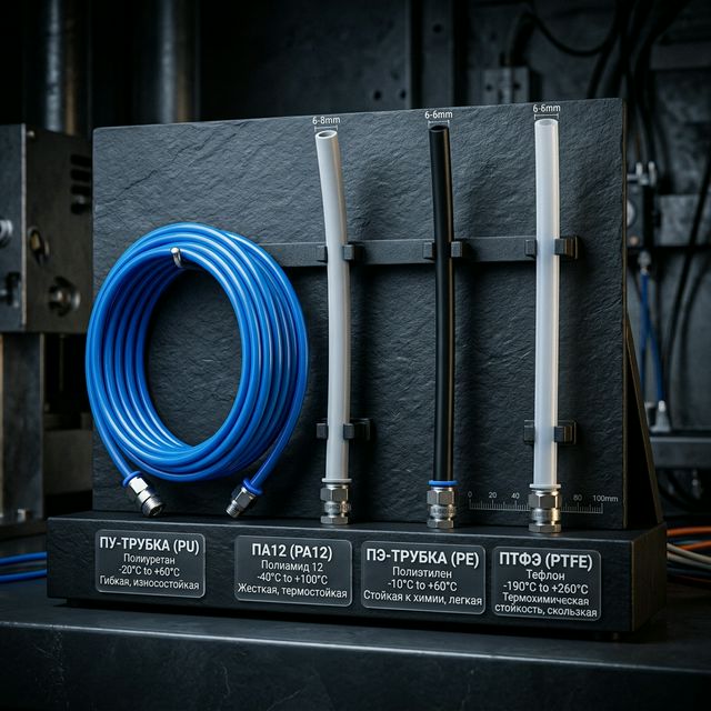 Пневматические трубки PU PA PE ПТФЭ — сравнение материалов и применений