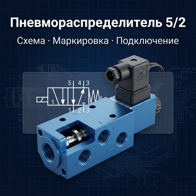 Пневмораспределитель 5/2 — схема подключения и маркировка портов