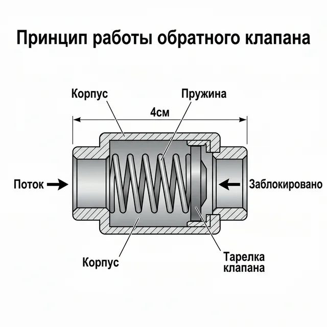 Принцип работы обратного клапана в разрезе