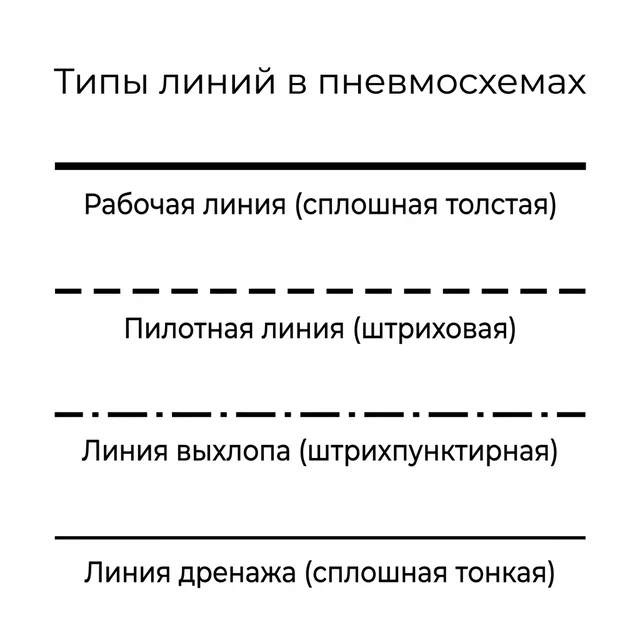 Типы линий в пневмосхемах ISO 1219