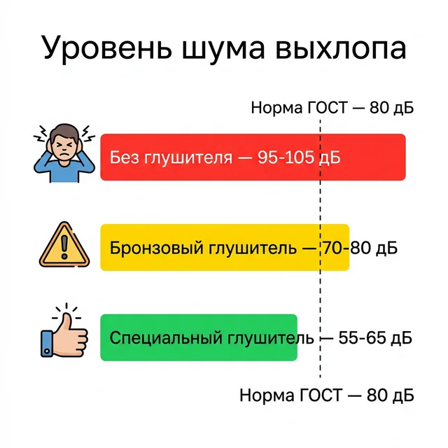Уровень шума выхлопа пневматики с глушителем и без