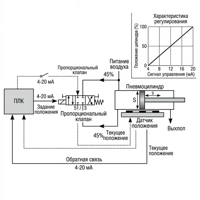 Электропневматический позиционер на цилиндре ISO 15552