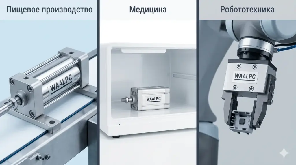 Пневматика для пищёвки, медицины и роботов — особенности применения