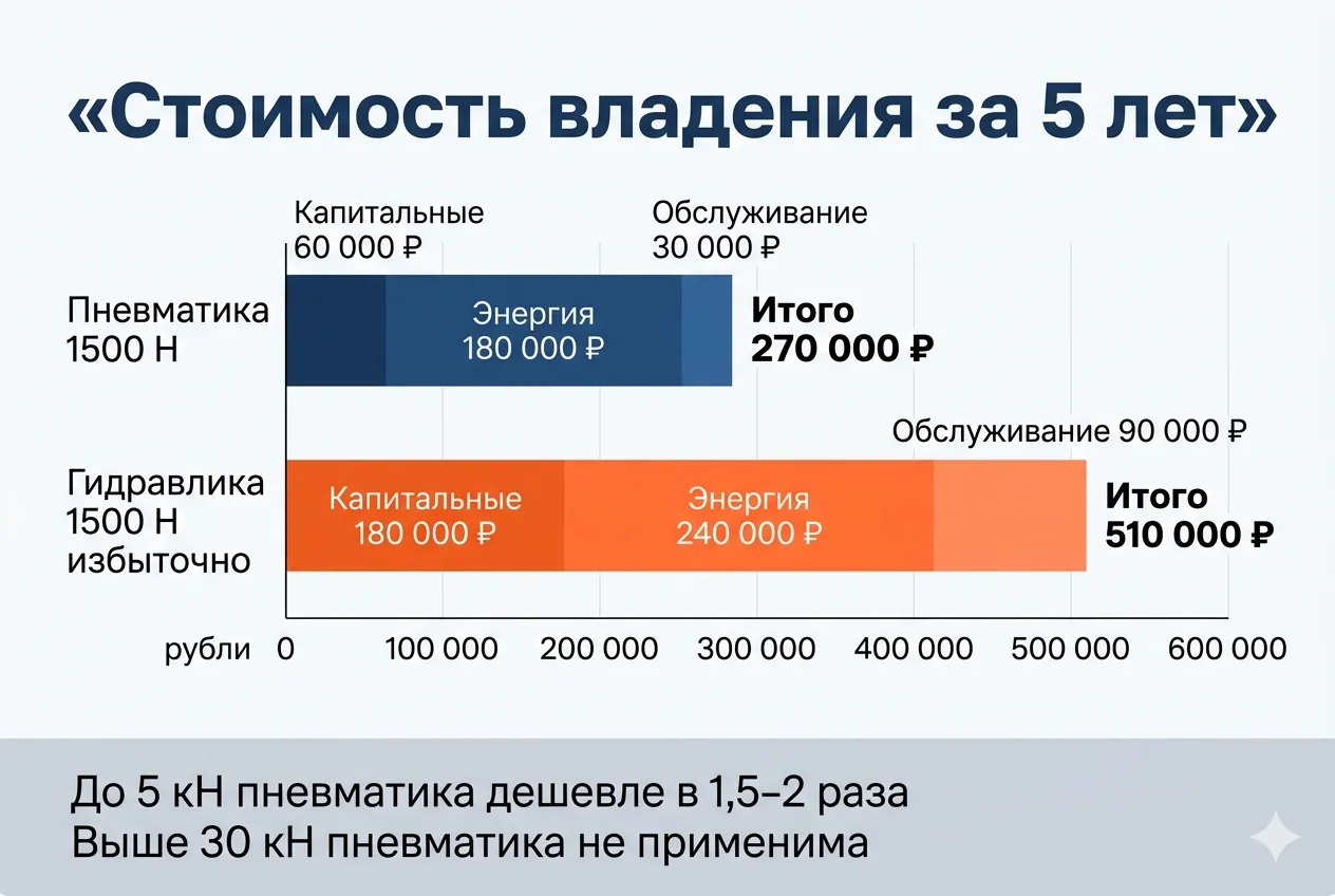 Стоимость владения пневматикой и гидравликой