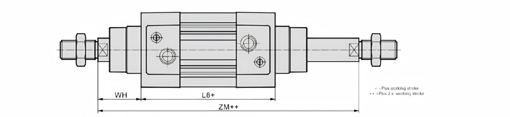 DSBC — конструкция профильного цилиндра ISO 15552 (разрез 1)