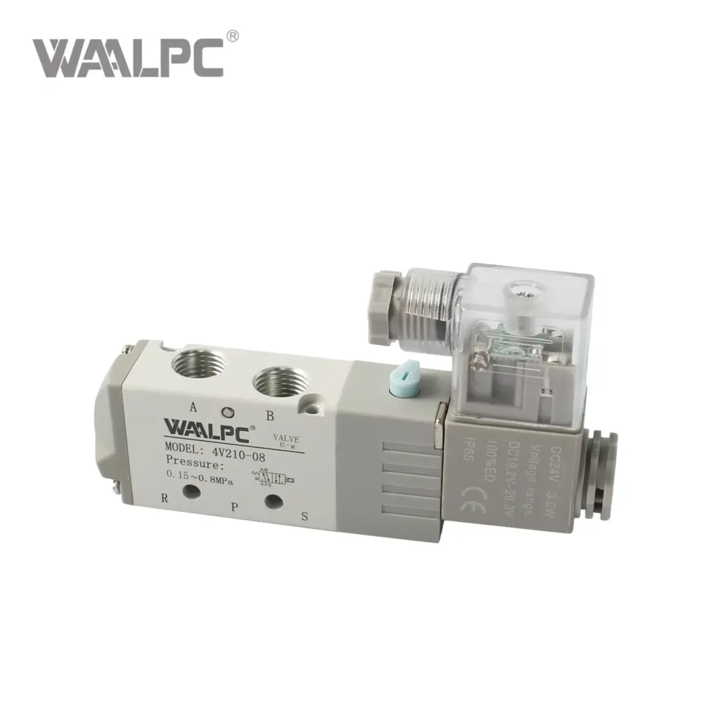 Пневмораспределитель электромагнитный 5/2 4V210-08 (AirTAC-формат) WAALPC 4V
